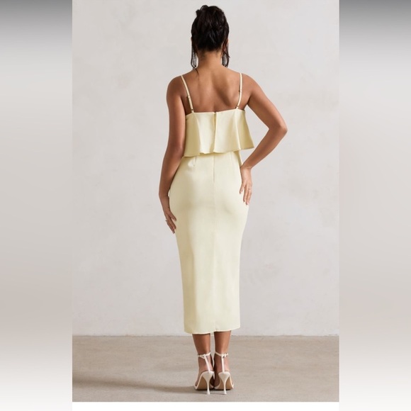 CLUBL London FARO | LEMON STRAPPY DRAPED-NECK WRAP DRESS SZ 4 - Picture 4 of 16